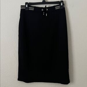 NWT RABE Elegant Black Pencil Skirt Elastic Drawstring in Size 12